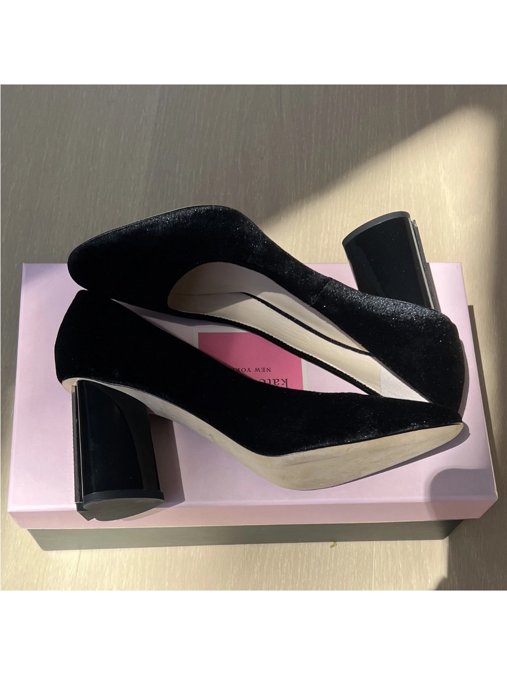 NIB Kate Spade Sybil Black Velvet Rhinestone Heel Pump US 8